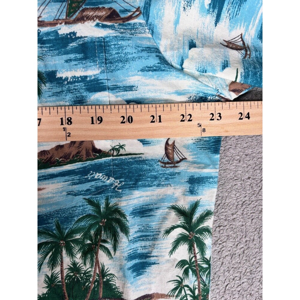 Vintage‎ Hawaii Brand Hawaiian Shirt Men’s XL Sailing Island AOP Blue Tropical - Picture 6 of 11